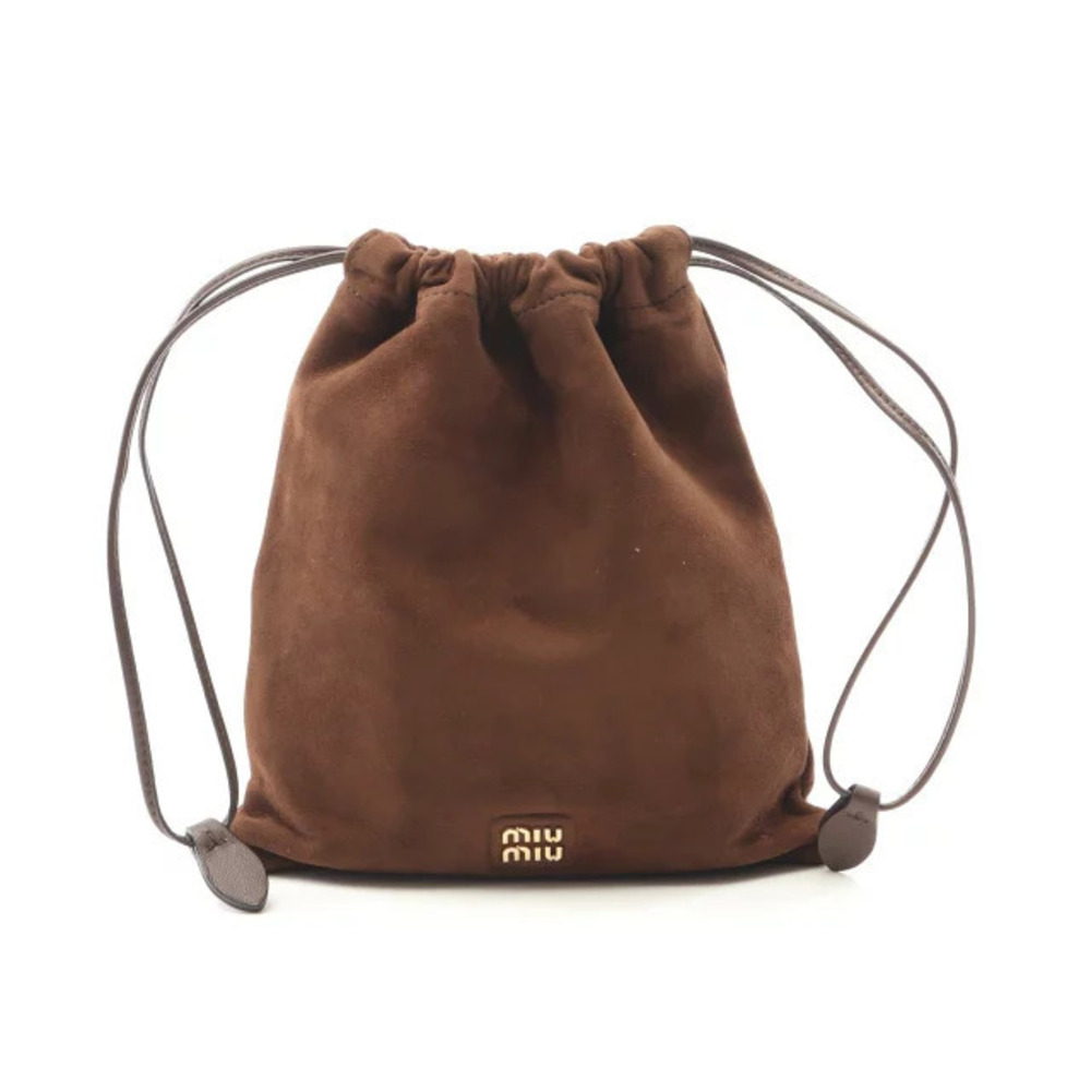 Miu Miu CAMOSCIO Pouch Clutch Bag Suede Brown